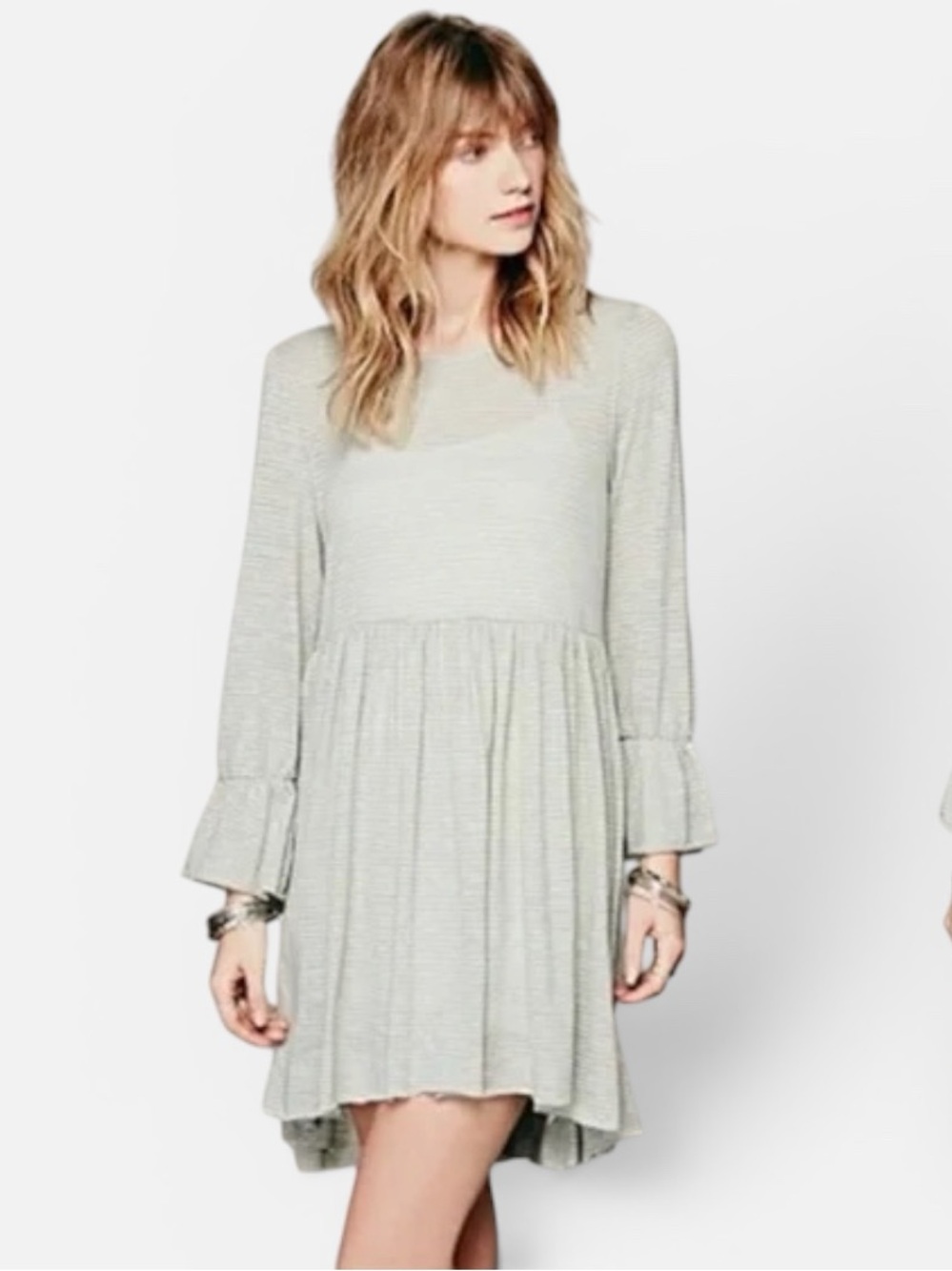 Free People FP Beach Jess Striped Knit Mini Dress Tunic Size M